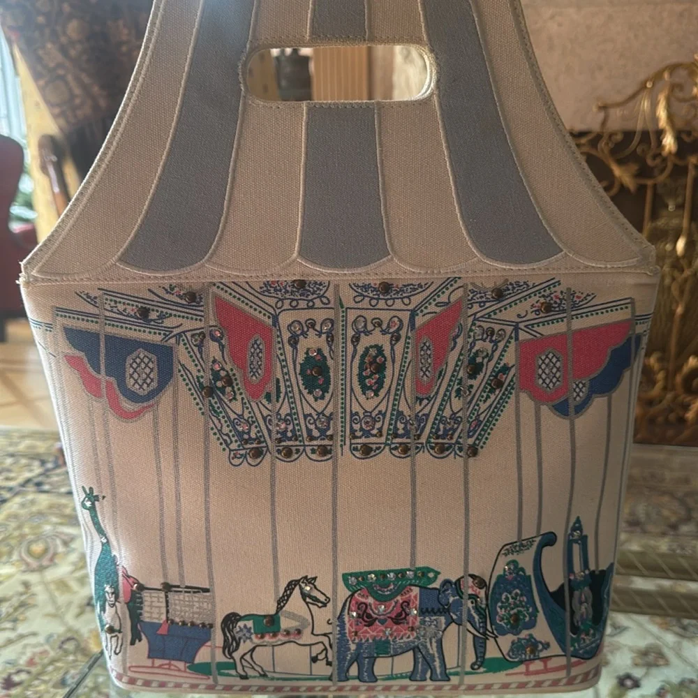 Lulu Guinness bag  circus carousel  design bag with stones